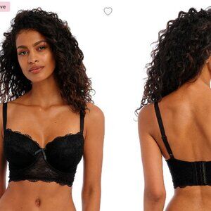 Victoria’s Secret Black Lace‎ Longline Underwire Bra 36B Lightly Padded